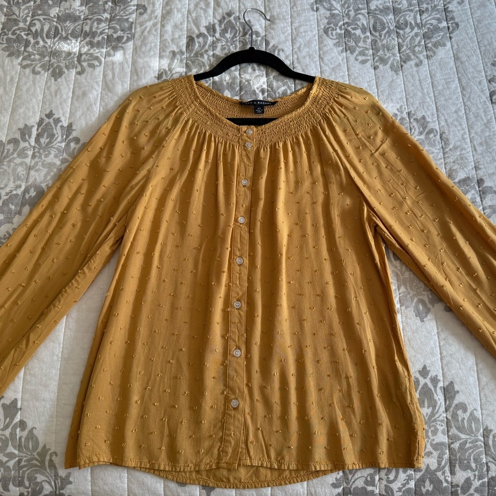 Zac & Rachel Gold Pleated Bib Collar Blouse